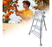 Échelle Trépied Escabeau en Aluminium pour la Récolte des Kakis, Échelle de Cueillette de Fruits à 3 Pieds à Base Large, Échelle de Podium de Sécurité pour la Taille des Haies(4.3ft/130cm/51.2in)
