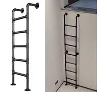 Échelle universelle en métal pour lits superposés Noir Escalier mural réglable de 10 à 25 cm Idéal pour l'accès aux fenêtres de sous-sol