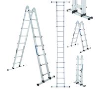 Echelle WORHAN 555cm Aluminium Echelle télescopique Echelle pliante Echelle simple Escabeau extensible avec barre stabilisatrice Polyvalent LG5.5
