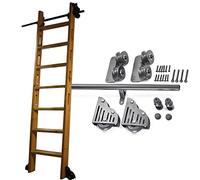 Échelles à rails coulissants robustes， Kit de quincaillerie for échelle coulissante de bibliothèque, lot de 8, noir, plusieurs tailles(6.6ft/200cm Track Kit)