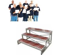 Échelles de Chant pour Chorale d'église, podiums choraux Portables commerciaux, Podium Photo de Groupe avec escalier, Plateforme de scène intérieure et extérieure (Rouge - 3 Niveau