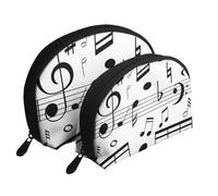 Échelles de Notes de Musique Noire, Trousse de Maquillage Coquille Femme Petit Porte-Monnaie Trousse de Toilette Trousse à cosmétiques 2 pièces
