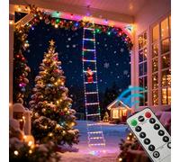 ÉchelleS De PèreS NoëlS A LEDS,3.2m 8 Modes LEDS ÉchelleS Avec Le Père NoëlS Avec Télécommande,Lumières D'échelle De Noël A LED,Père Noël Grimpeur Echelle lumineux LED Pour Fenêtre,Jardin,Intérieur