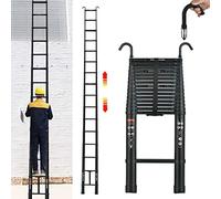 Échelles télescopiques 6,2m, Escabeau Telescopique avec Crochets détachable, Échelle sextensible 15 marches, Charge Maximale 150kg, Échelle Pliante compacte pour intérieur ou extérieur