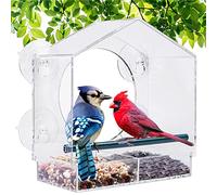 ECHEN Mangeoire à oiseaux transparente avec ventouses puissantes et plateau coulissant amovible, idéal pour l'observation des oiseaux