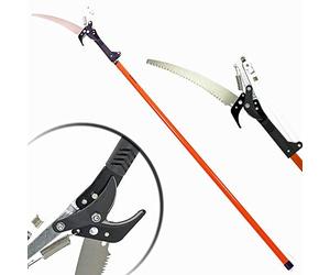 Échenilloir télescopique et scie 35cm FUXTEC FX-TAS35 lame supérieure sécateur élagueur ébrancheur sur perche jusque 290 cm de hauteur pour scier ou cisailler branches
