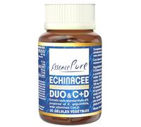 Échinacée Duo C + D, Essence Pure, 30 Gélules | Échinacée Avec Vitamines C et D, Formule Complète, Défenses Naturelles, Immunité, Énergie et Soutien en Période Hivernale