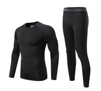 Echinodon Ensemble de sous-vêtements de compression pour enfants - Haut et bas de sport, Noir A, 14-15 ans