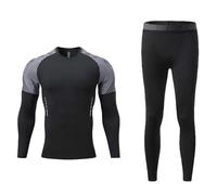 Echinodon Ensemble de sous-vêtements de compression pour enfants - Haut et bas de sport, Noir B, 16-17 ans