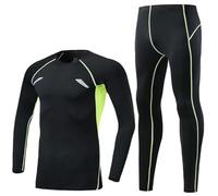 Echinodon Ensemble de sous-vêtements thermiques et leggings de compression pour garçons, vert a, 16 ans