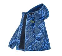 Echinodon Veste polaire imperméable coupe-vent pour enfants, veste légère à capuche pour randonnée, ski, Bleu B, 6 ans