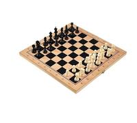 échiquier 3-in-1 Chess Checkers Draughts Backgammon Set Folding Wooden Chess Board Portable for Kids and Adults Bois échecs(39 * 39cm)