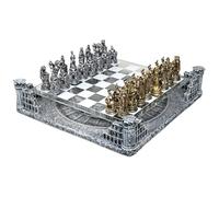 Echiquier Antica Roma - Set d'échecs Empire romain avec colisée plateau en verre 40 x 40 cm, base en céramique pions en résine or et argent de haute qualité, décor élégant et sophistiqué, idée cadeau