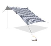 Échiquier de plage pliable bleu marine UPF50+ abri solaire étanche avec pelle à sable, sacs de sable, poteaux de stabilité pour voyages en famille, pique-niques et camping