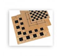 Échiquier Et Jeu De Dames - Bouleau - Imprimé - Taille De Case 35 Mm