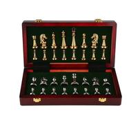 échiquier Jeu d'échecs de Luxe en métal (11 Pouces), Coffret en Bois Portable avec pièces en Alliage et Plateau Pliable, idéal for Les Adultes. Bois échecs