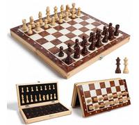 Echiquier Jeu d'échecs en Bois pour Adulte, OOCOME Jeu d echecs Portable Chess magnétiques pliants Jeux Societe Jeu de Voyage pour débutants pour Enfants avec Plateau de Rangement
