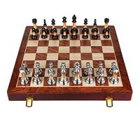échiquier Jeu d'échecs Grand Format (45 cm), Plateau Pliable en Bois, pièces d'échecs lestées en Acrylique de Luxe et Compartiments de Rangement for Adultes. Bois échecs