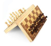 échiquier Jeu d'échecs magnétique en Bois Pliable, idéal for Les Voyages, avec Compartiments de Rangement for Enfants et Adultes et Rangement for Les pièces. Bois échecs(39 * 39CM)