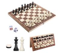 Echiquier Magnetique, Jeu D'échecs en Bois Pliable, Echec Pliable de Voyage, 3 en 1 Jeu D'échecs Portable, Chess Board Voyage, Echequier pour Enfants & Adultes, 29x29 cm