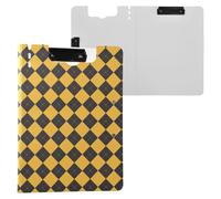 Échiquier pliable jaune noir A4 avec deux clips en métal pour bureau avec couverture rigide