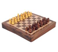 Échiquier Pliable Magnétique en Bois - Jeu d’Échecs avec Rangement Intégré - Format Voyage 15 cm