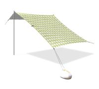 Échiquier vert clair - Tente de plage stable UPF50+ - Résistant à l'eau - Avec pelle à sable - Sacs de sable pour les voyages en famille, les pique-niques et le camping