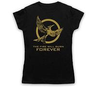 ECHJCG DAU Games Mockingjay 2 The Fire Will Burn Forever Womens T-T-Shirts à Manches Courtes(X-Large)