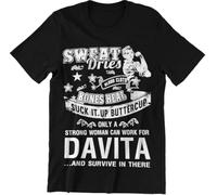 ECHJCG Davita Woman Strong Woman Can Work for Davita and Survive T-Shirts à Manches Courtes Orther(Medium)