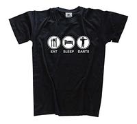 ECHJCG Eat Sleep Darts Dart Bulls Eye Dartpfeile Innovator Dartboard T-Shirt White Yellow Black Red Mens Women T Shirt 100% Cotton(X-Large)