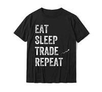 ECHJCG Eat Sleep Trade Repeat Day Stock Trading T-Shirt - Trader Personalized Tshirts Coming Cotton Men's Tops Shirt Normal Black(X-Large)
