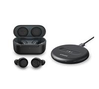 Echo Buds (2e génération) | Écouteurs avec suppression active du bruit et Alexa | Boîtier de charge sans fil, Noir + Station de charge sans fil 5 W PowerWave pour Echo Buds