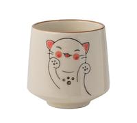 Echo d'Asie Tasse chat kawaii 200ml - En céramique japonaise -Sans anse - Tasse à café, thé, cappuccino,lathé -Cadeau créatif -Idéale pour Maison & Bureau(beige, Maneki-neko)