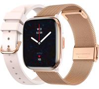 Echo Rainbow Nano - Montre Connectée Homme Amoled 1.83'' Gris - Appel Bluetooth/Sans Fil & Capteurs Santé - Modes Sport Avec Coach - 2 Bracelets Métal & Gomme - Mini, Légère & Étanche - Android/Ios