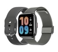 ECHO Rainbow Nano - Montre Connectée Homme AMOLED 1.83'' Gris - Appel Bluetooth/sans Fil & Capteurs Santé - Modes Sport avec Coach - 2 Bracelets Métal & Gomme - Mini, légère & étanche - Android/iOS