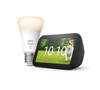Echo Show 5 (3e génération) | Anthracite + Philips Hue White ampoule connectée (E27), Fonctionne avec Alexa - Kit de démarrage Maison connectée