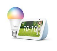 Echo Show 5 (3e génération) | Bleu-gris + Tapo L530EA ampoule connectée LED (E27), Fonctionne avec Alexa - Kit de démarrage Maison connectée