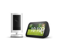 Echo Show 5 (Nouvelle gén.), Anthracite + Ring caméra extérieure Plus sans fil, Blanc, Votre caméra de sécurité sur l'Echo Show, avec accès anticipé à Alex