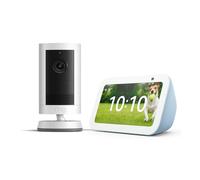 Echo Show 5 (Nouvelle gén.), Bleu-gris + Ring caméra extérieure Plus sans fil, Blanc, Votre caméra de sécurité sur l'Echo Show, avec accès anticipé à Alex