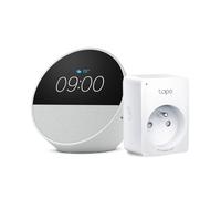 Echo Spot | Blanc + Tapo Matter Prise Connectée, Fonctionne avec Alexa - Kit de démarrage Maison connectée