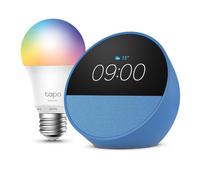 Echo Spot | Bleu + Tapo L530EA ampoule connectée LED (E27), Fonctionne avec Alexa - Kit de démarrage Maison connectée