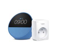 Echo Spot | Bleu + Tapo Matter Prise Connectée, Fonctionne avec Alexa - Kit de démarrage Maison connectée