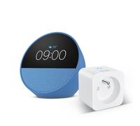 Echo Spot | Bleu + WiZ Prise Connectée, Fonctionne avec Alexa - Kit de démarrage Maison connectée