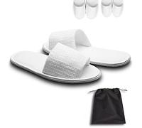 echoapple Lot de 10 paires de pantoufles gaufrées à bout ouvert, blanc, deux tailles, convient à la plupart des hommes et femmes, pour spa, invités, fête, hôtel et voyage (taille L, blanc), Blanc - 10