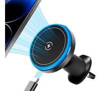 ECHOBUY 15W Support Telephone Voiture Induction, Support Telephone Voiture Magnetique, 2 en 1 Chargeur Magsafe Voiture 【Super Aimants/Rotation à 360°】 pour i-Phone17 16 15 14 13 12 Pro Serie