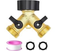 ECHOBUY Répartiteur de robinet 2 voies 3/4" Distributeur d'eau 2 voies Robinet Double raccord Valve individuelle avec 2 joints d'étanchéité Bande PTFE pour connecter 2 appareils