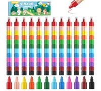 ECHOCUBE 12x Crayons De Couleur Empilables pour Enfants, Ensemble de Crayons de Cire Empilables Arc-en-ciel pour Cadeaux D'anniversaire, Petits Cadeaux de Fête, Récompenses en Classe