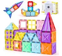 ECHOCUBE Blocs de Construction Magnétiques, 60 pièces de Construction Magnétiques pour Enfants, Jouets Éducatifs de Construction Magnétiques, Cadeau d'anniversaire et de Noël pour Garçons et Filles