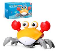ECHOCUBE Crabe Sensoriel, Crabe Musical Interactif Qui évite Automatiquement Les Obstacles, Crabes électronique Musical pour Enfants Garçons et Filles de 3 Ans et Plus - Jaune