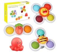 ECHOCUBE Jouets Rotatifs à Ventouse, 3 Pcs Spinner Jouets Sensoriels Éducatifs, Jouets Ventouse Spinner, Jouets de Bain à Ventouse pour Enfants Garçons et Filles